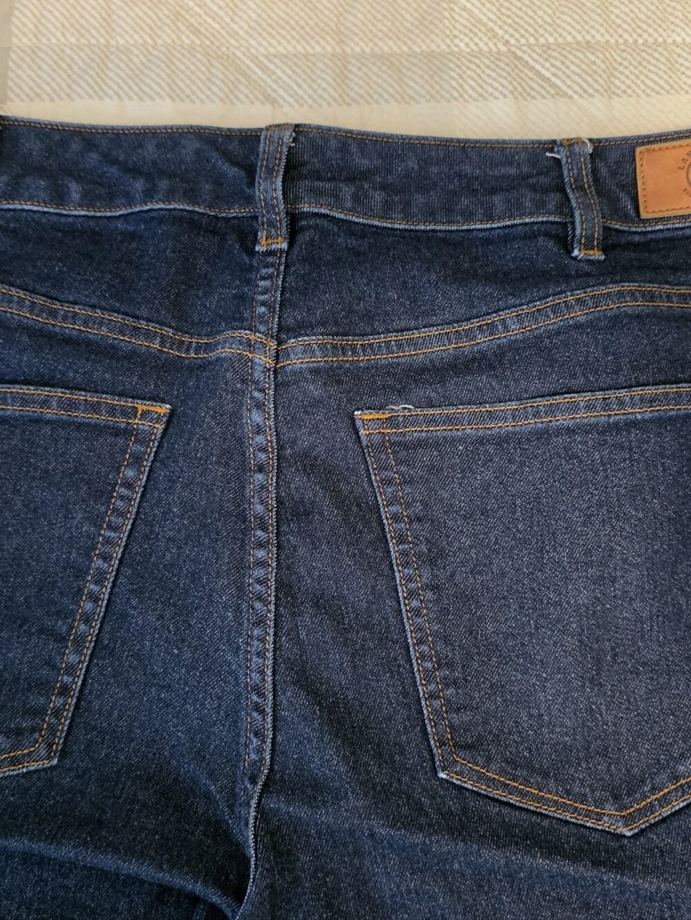 Lands' End Dark Blue Denim Jeans with Contrast Stitching - Picture 4 of 7